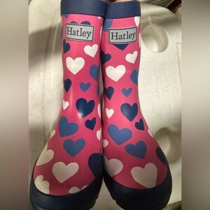 Hatley Pink and Navy Heart Pattern Boots